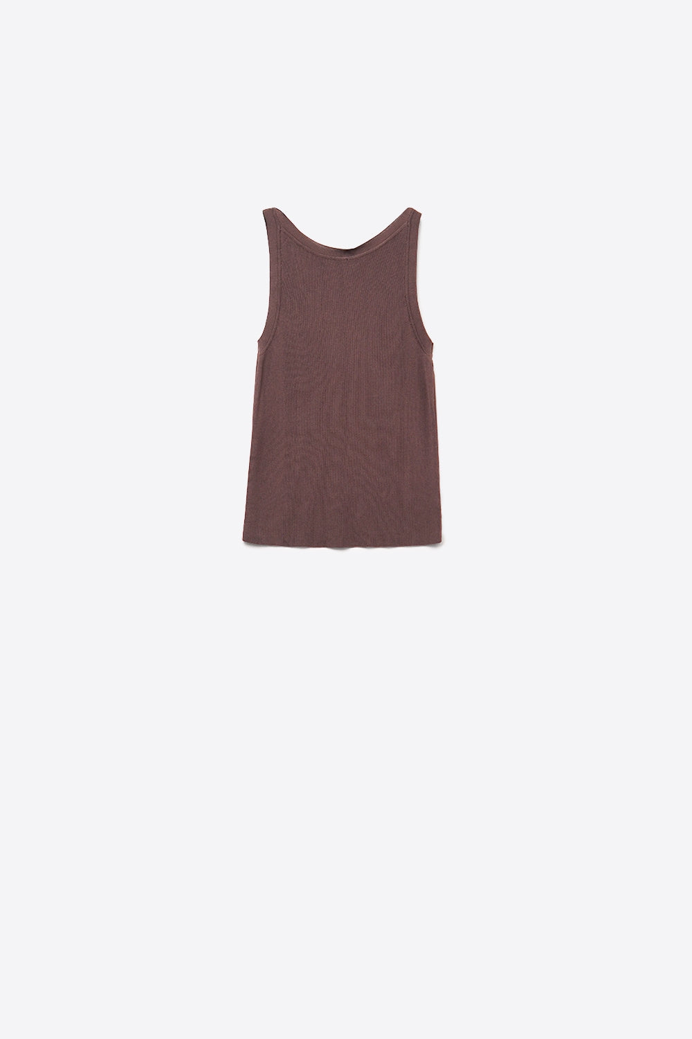 Brown Ribbed Sleeveless Top - Sweaters