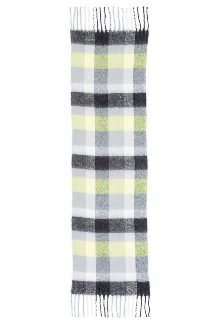 Brushed fringed scarf in grey check Q2 Necklaces BoutiqueLua