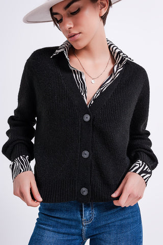 Cardigan boutonné noir