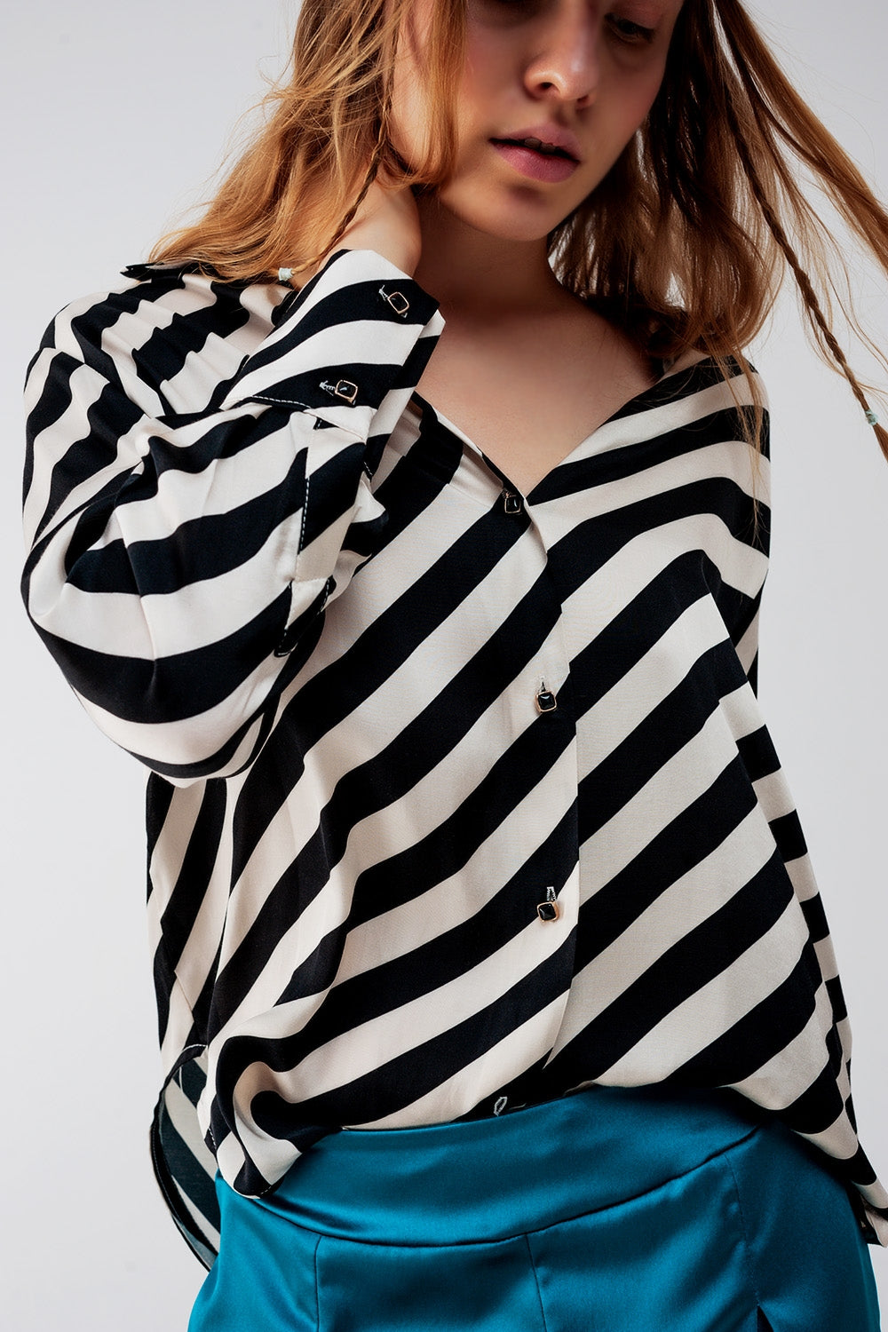 Button through oversized shirt in stripe - Shirts