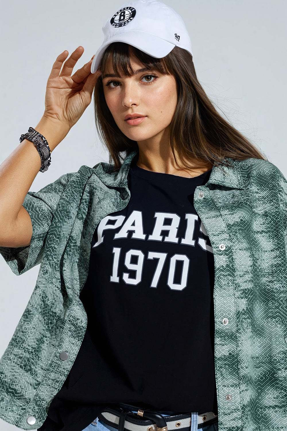 Button Up Polo Shirt In Tie Dye Green - Shirts