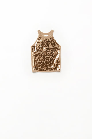 Camel knit top with sequin detail