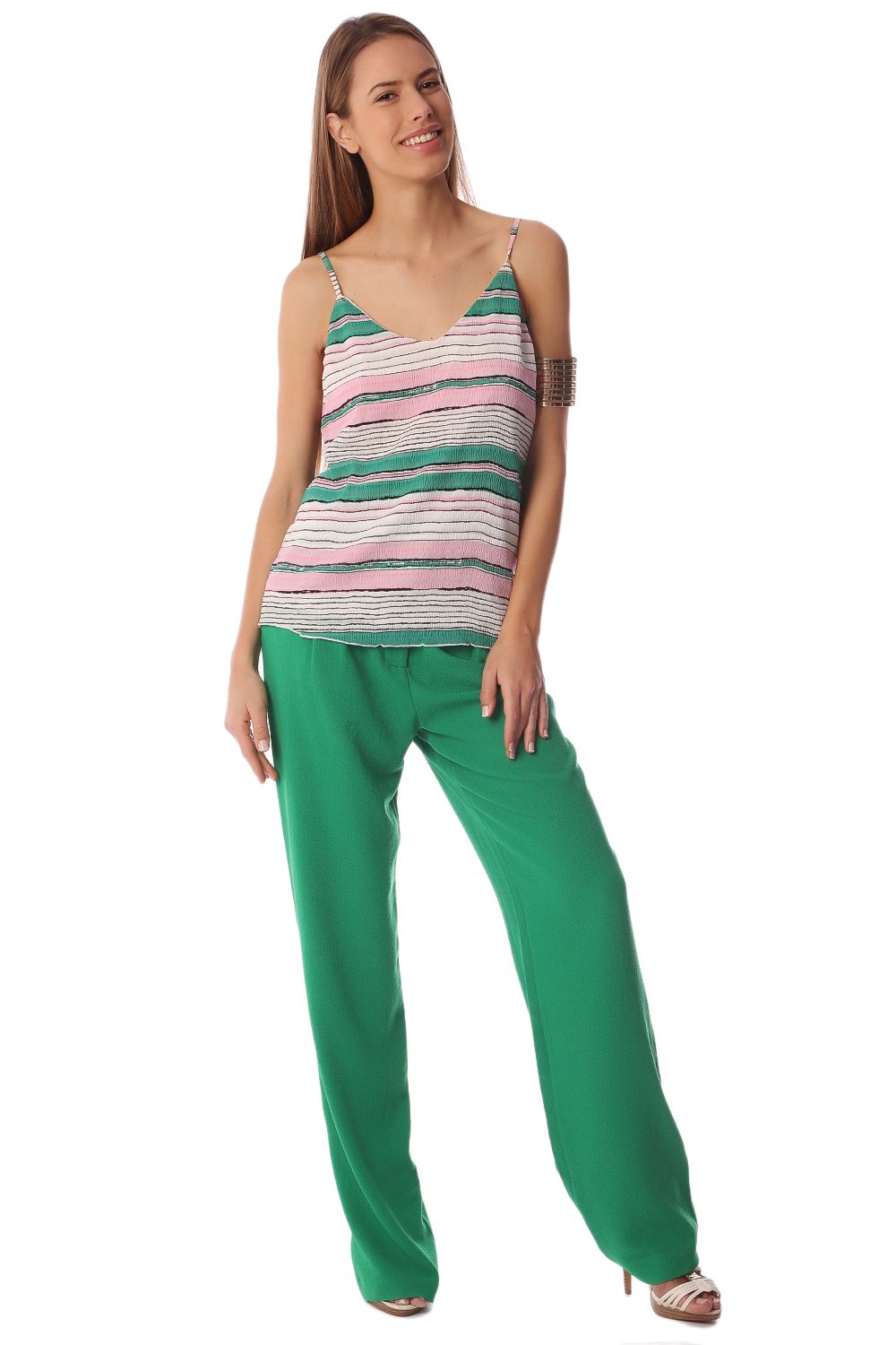 White cami top with horizontal stripe - Cami Tops
