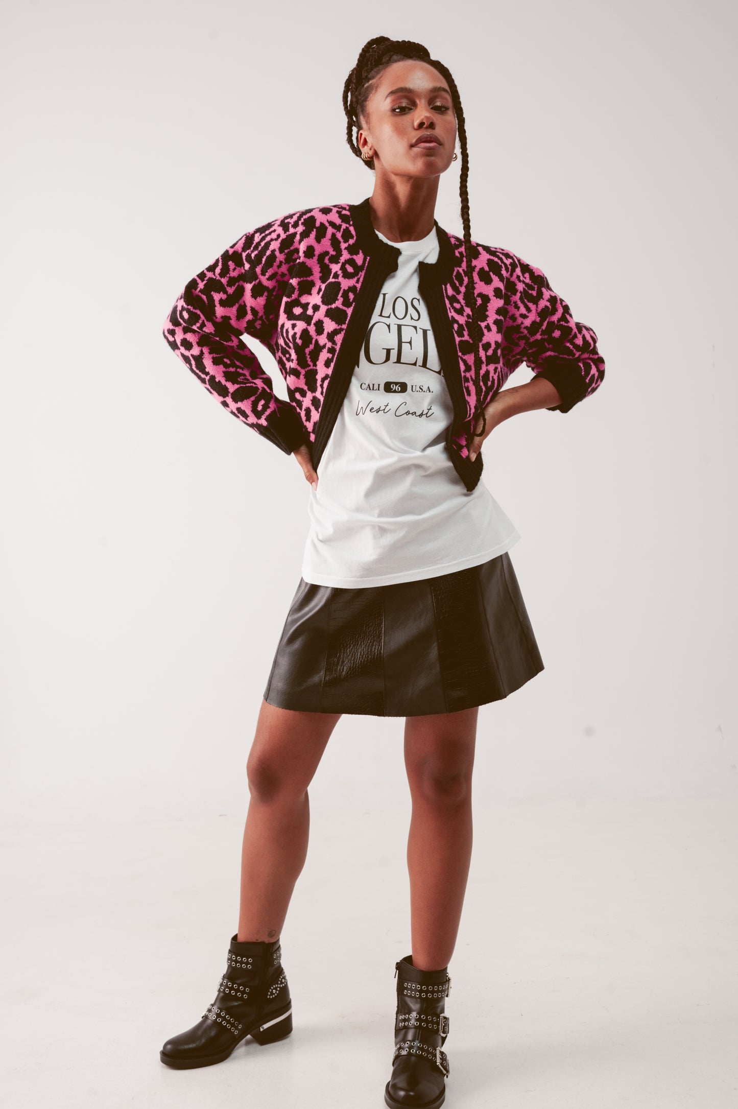 Cardi in fuchsia animal - Sweaters