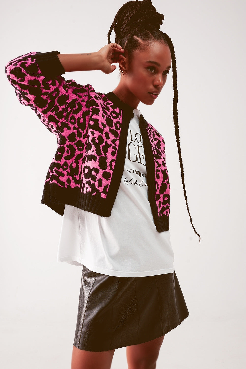 Cardi in fuchsia animal - Sweaters