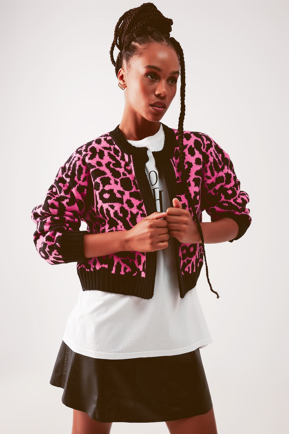 Cardi in fuchsia animal - Sweaters
