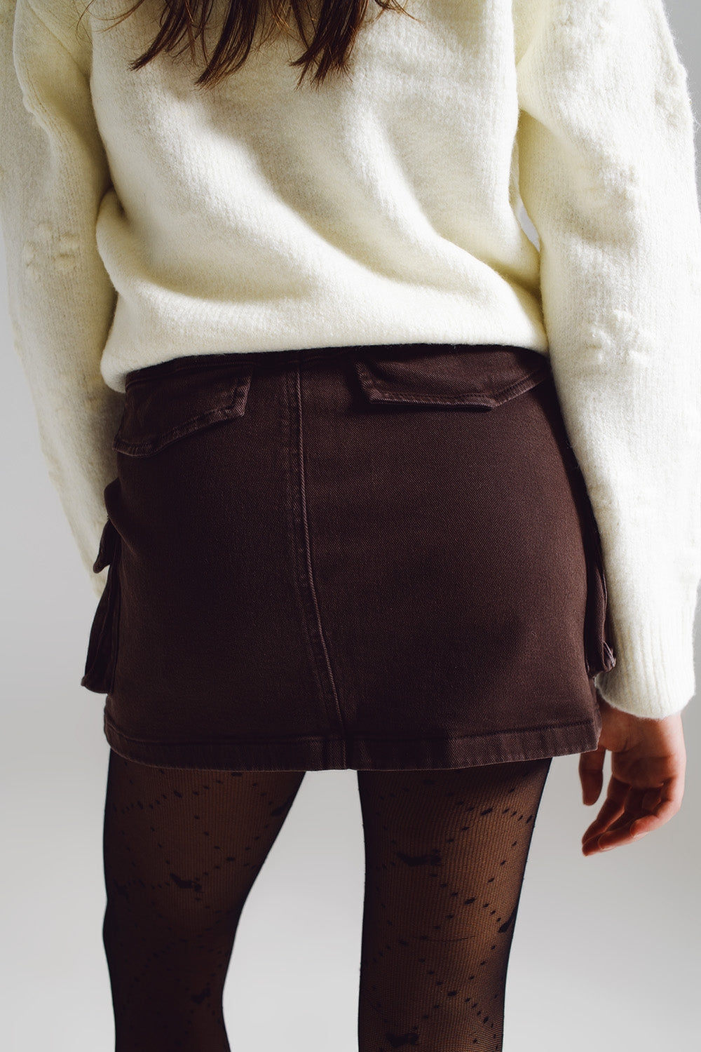 Cargo Mini Skirt in Dark Brown Q2 Skirts BoutiqueLua