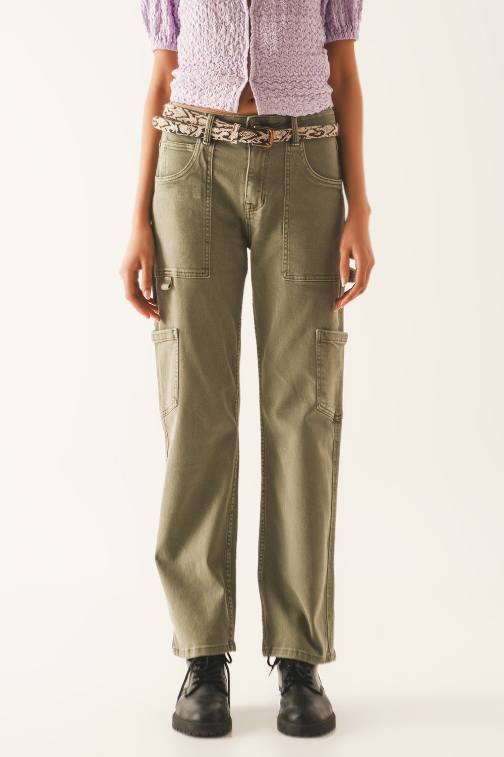 Cargo pants in khaki Q2 Jeans BoutiqueLua