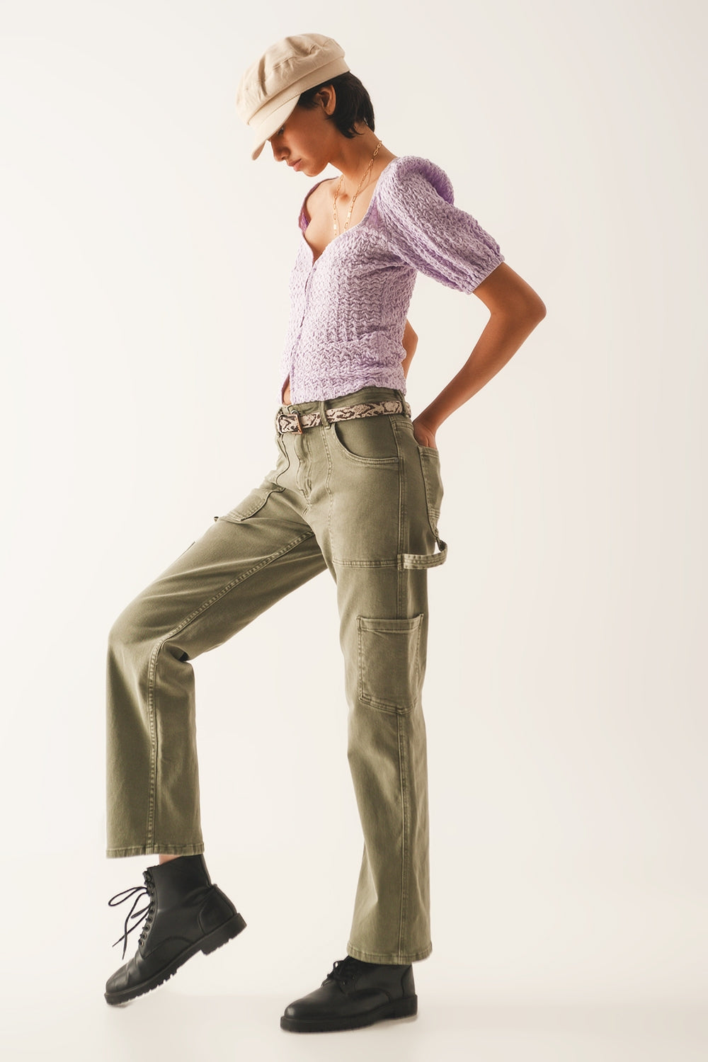 Cargo pants in khaki Q2 Jeans BoutiqueLua
