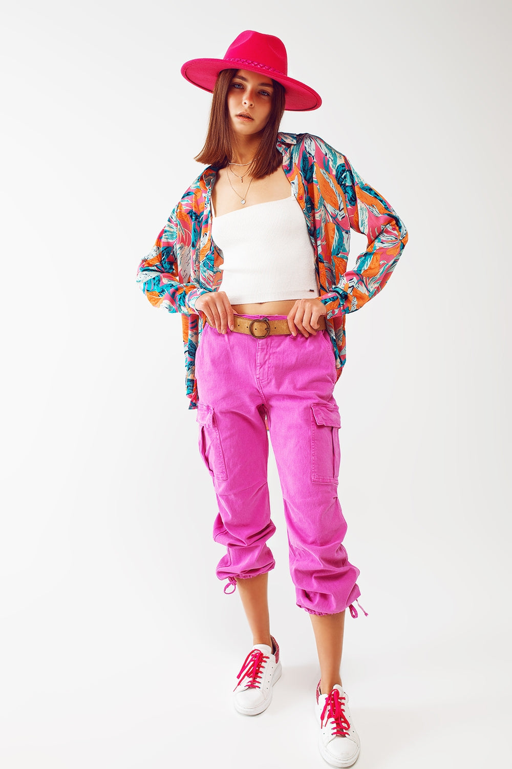 Cargo Pants with Tassel ends in Fuchsia - Trousers