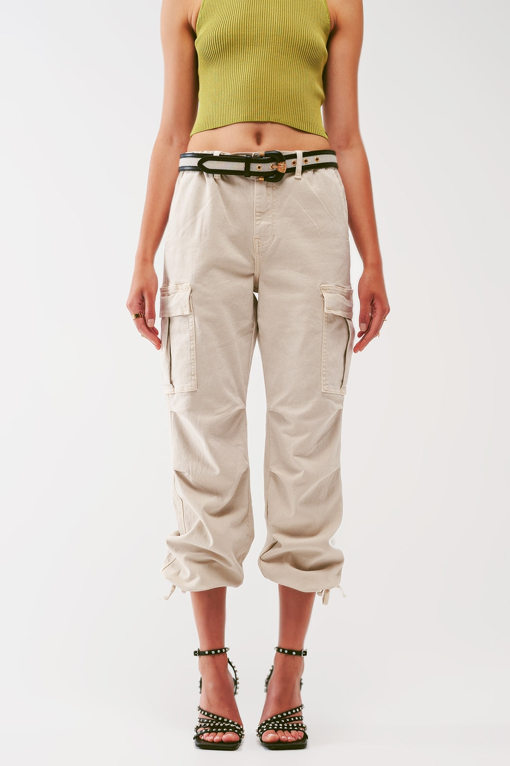 Cargo Pants with Tassel ends in Sand - Trousers