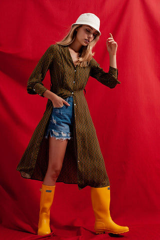 Check print shirt midaxi dress