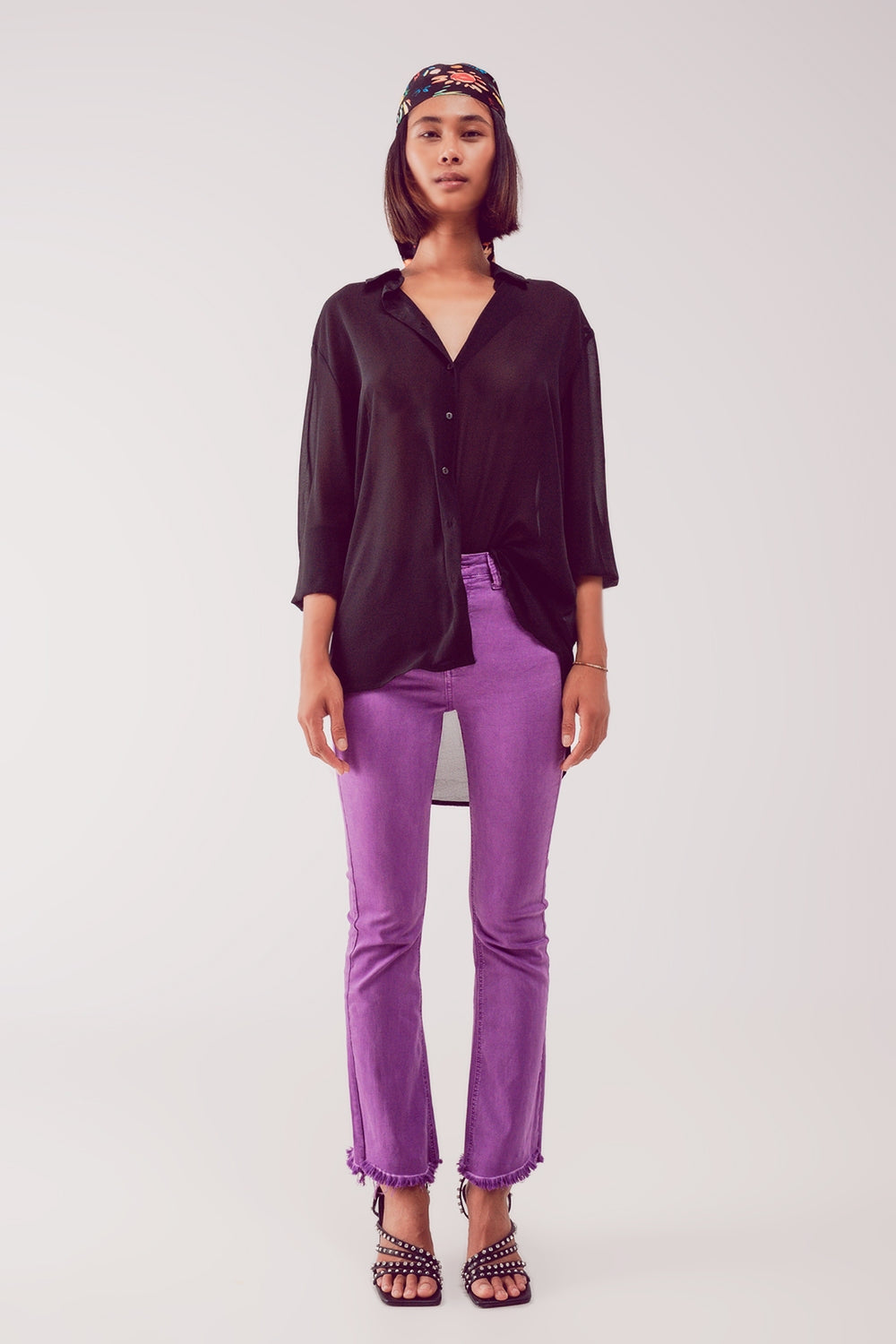Chiffon shirt in black Q2 Shirts BoutiqueLua