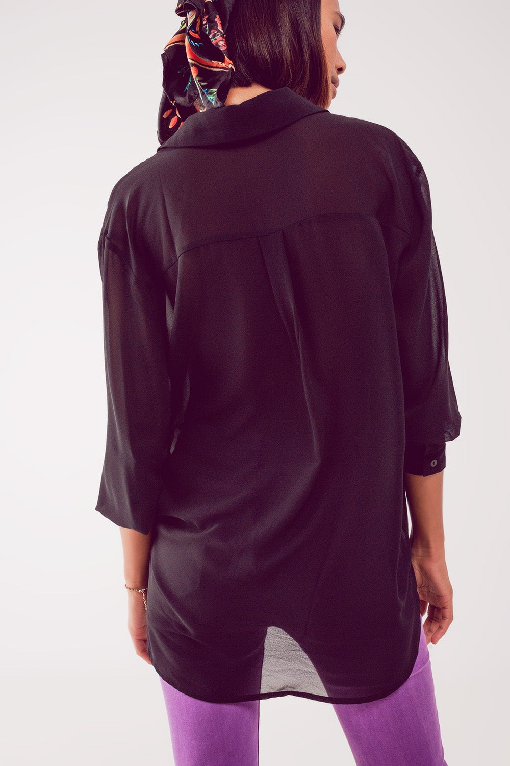 Chiffon shirt in black Q2 Shirts BoutiqueLua