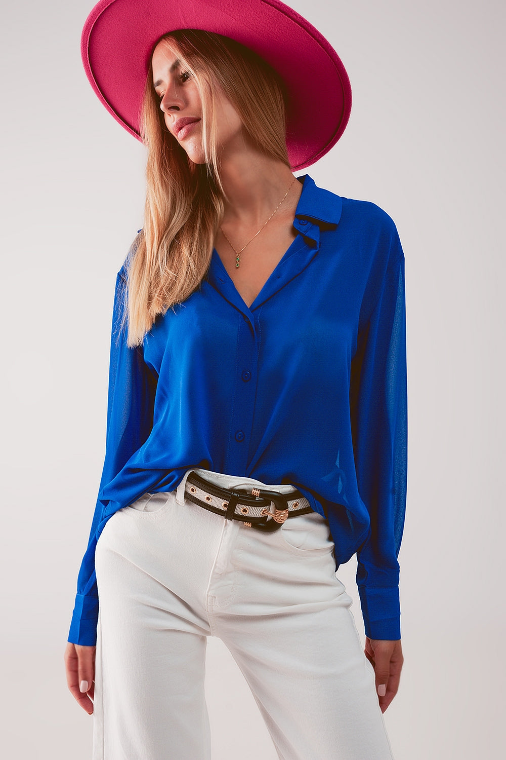 Chiffon shirt in blue - Shirts