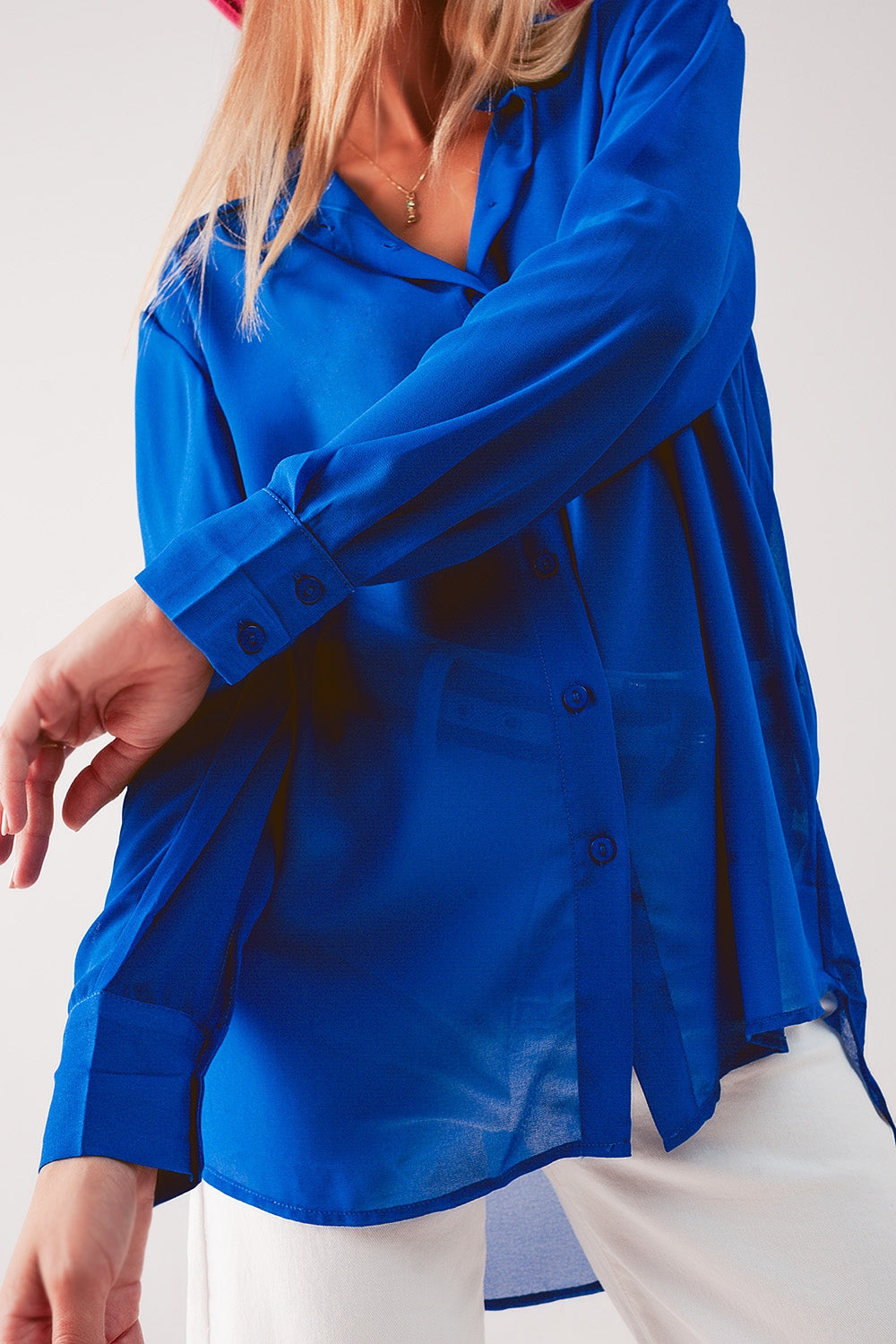 Chiffon shirt in blue - Shirts