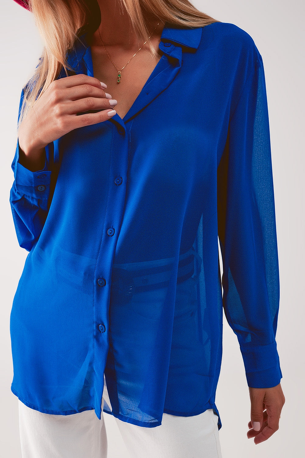 Chiffon shirt in blue - Shirts
