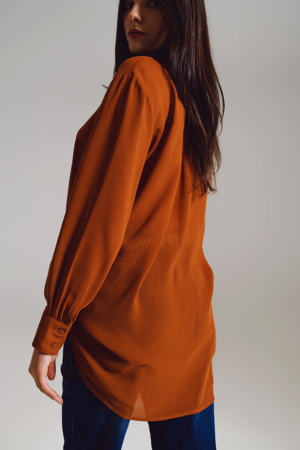 Chiffon shirt in camel color - Shirts