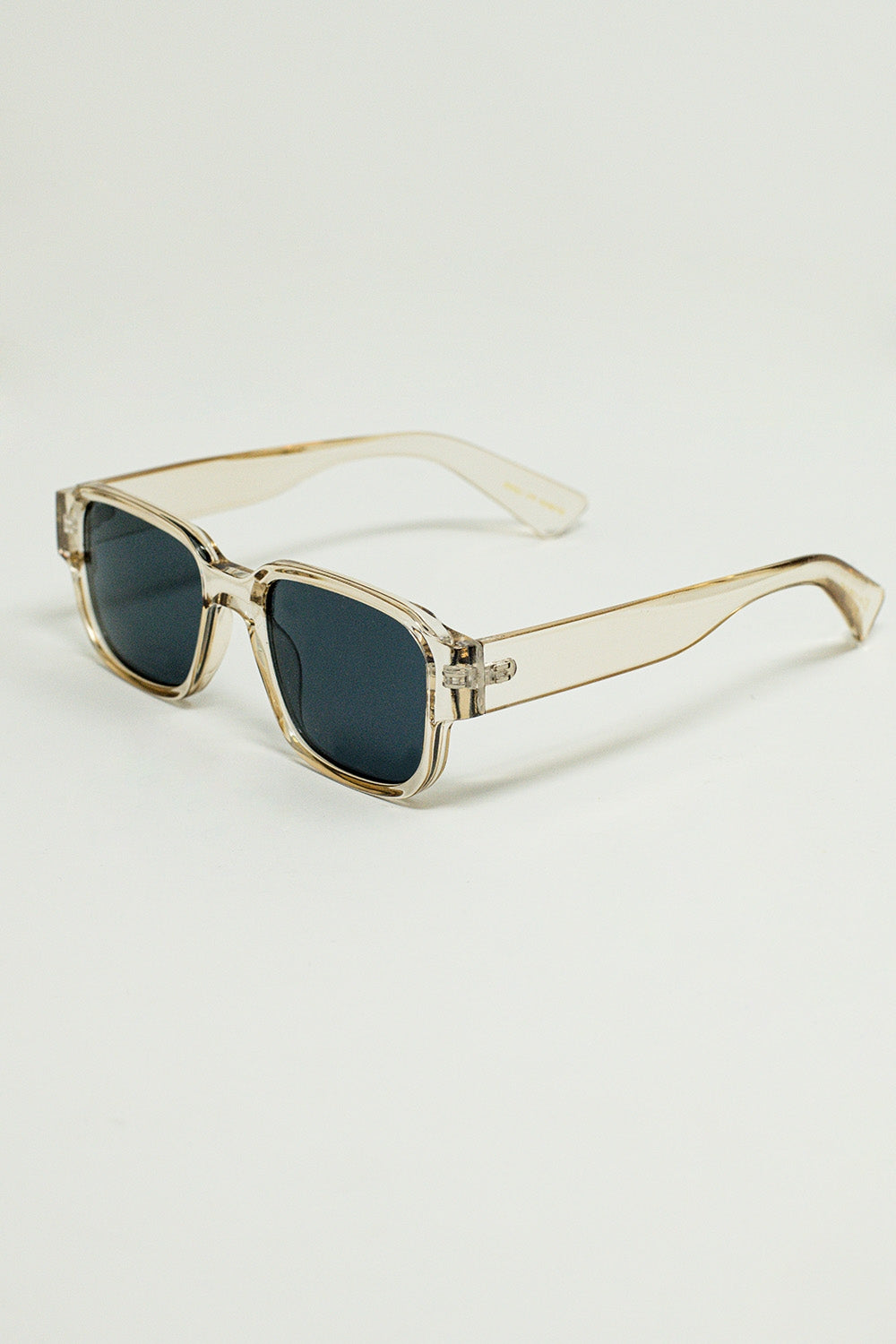 Chunky Square Sunglasses With Transparent Smoky Frame - Sunglasses