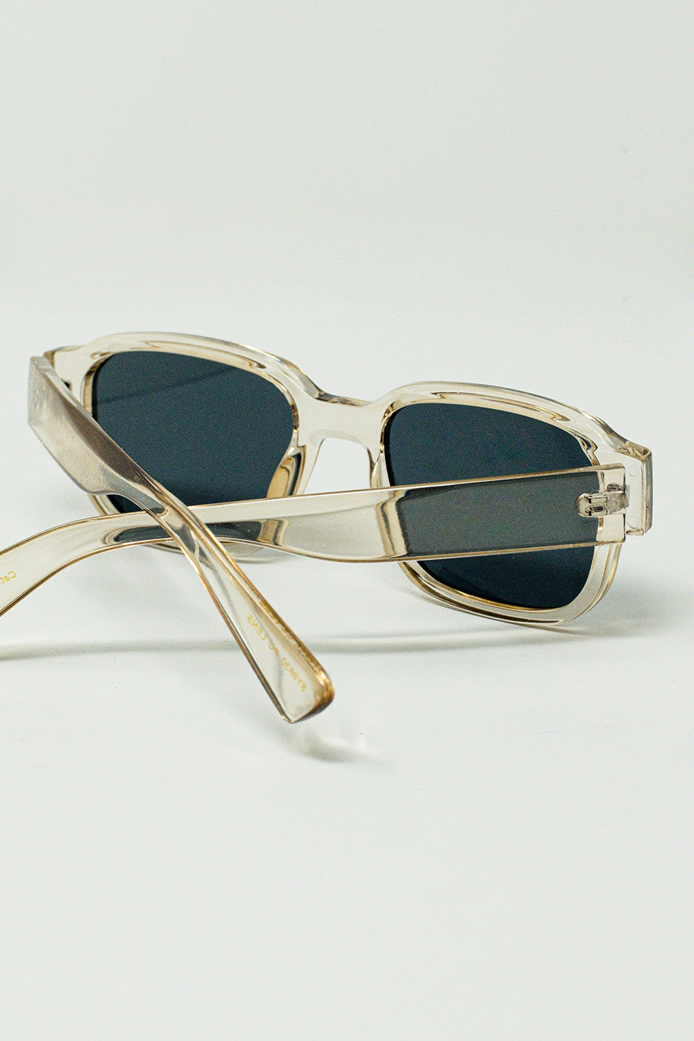 Chunky Square Sunglasses With Transparent Smoky Frame - Sunglasses