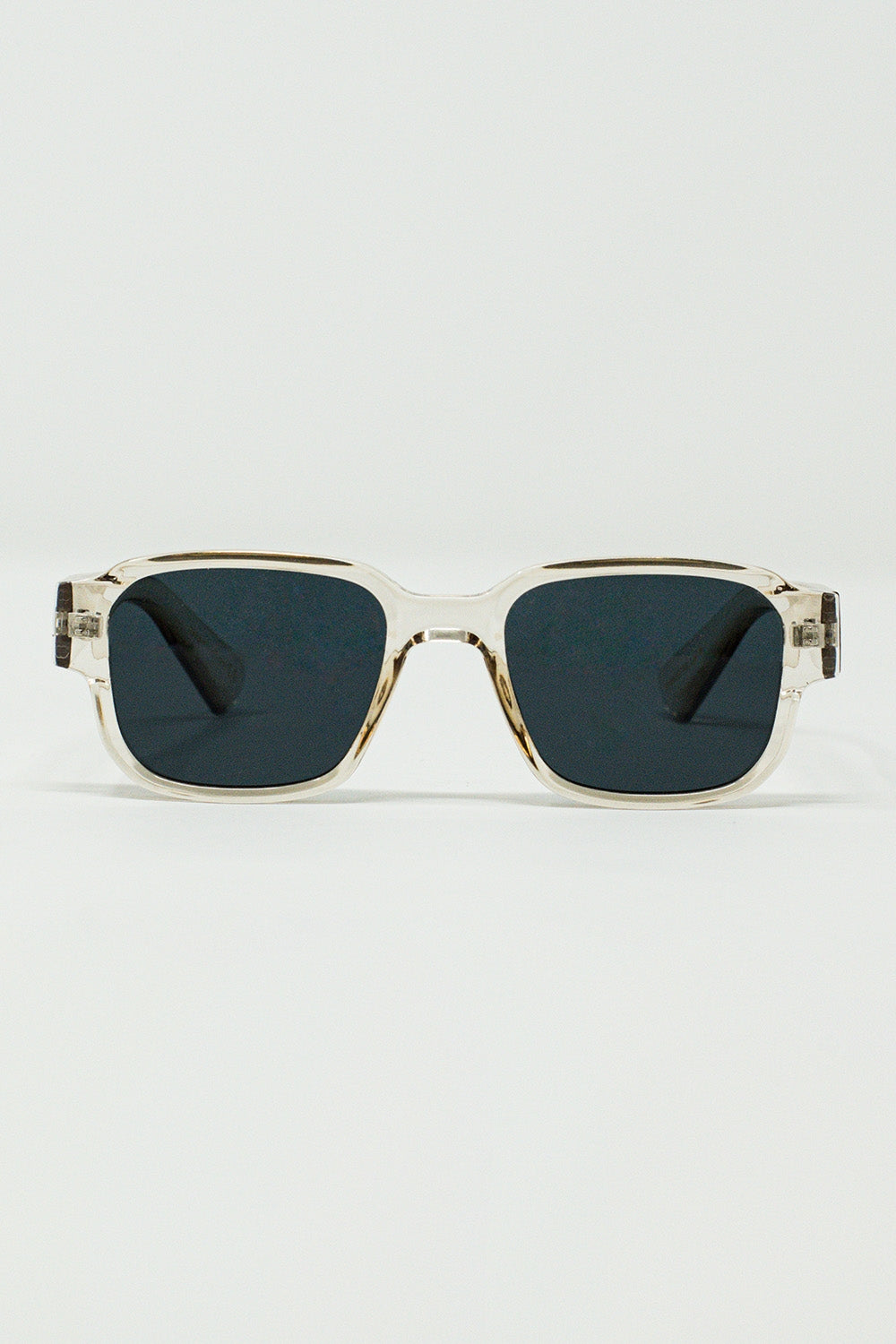 Chunky Square Sunglasses With Transparent Smoky Frame - Sunglasses