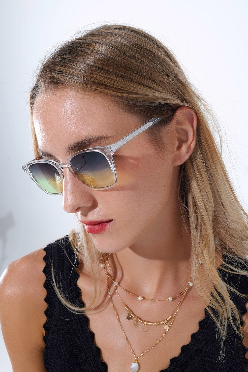 Clear Gradient Sunglasses with Sunset Lenses -