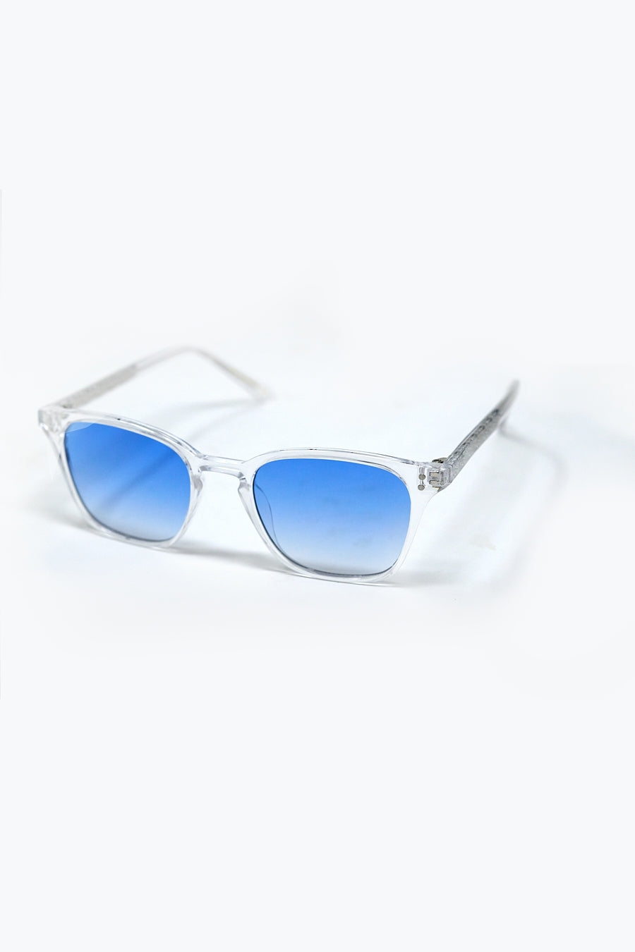 Clear Square Sunglasses with Light Blue Gradient Lenses -