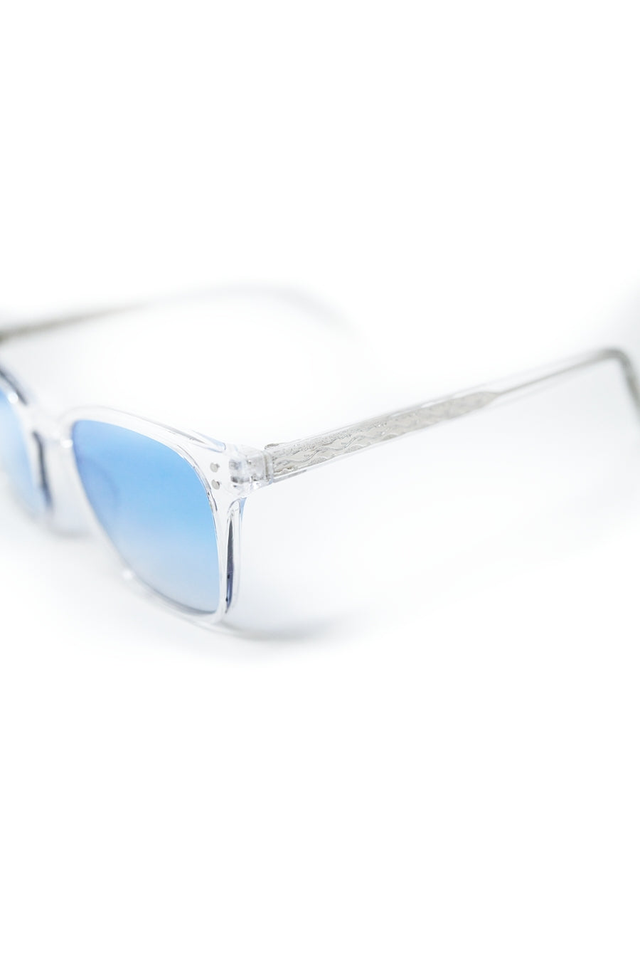 Clear Square Sunglasses with Light Blue Gradient Lenses -