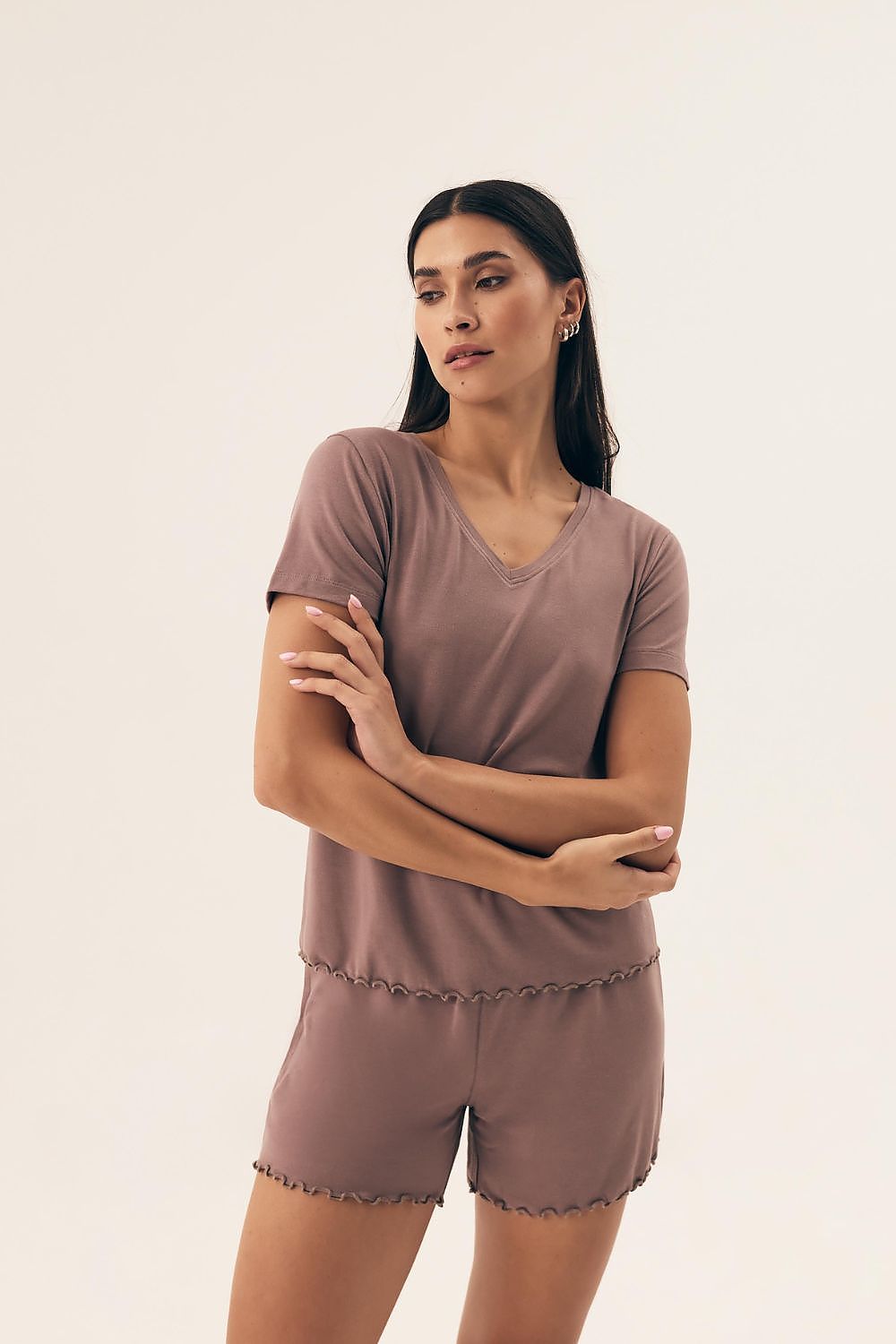 Comfortable Summer Pyjama Set in Soft Pink brown - Pyjama Set