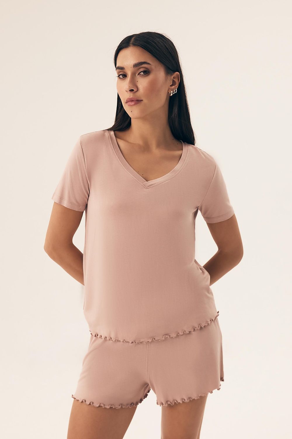Comfortable Summer Pyjama Set in Soft Pink beige - Pyjama Set