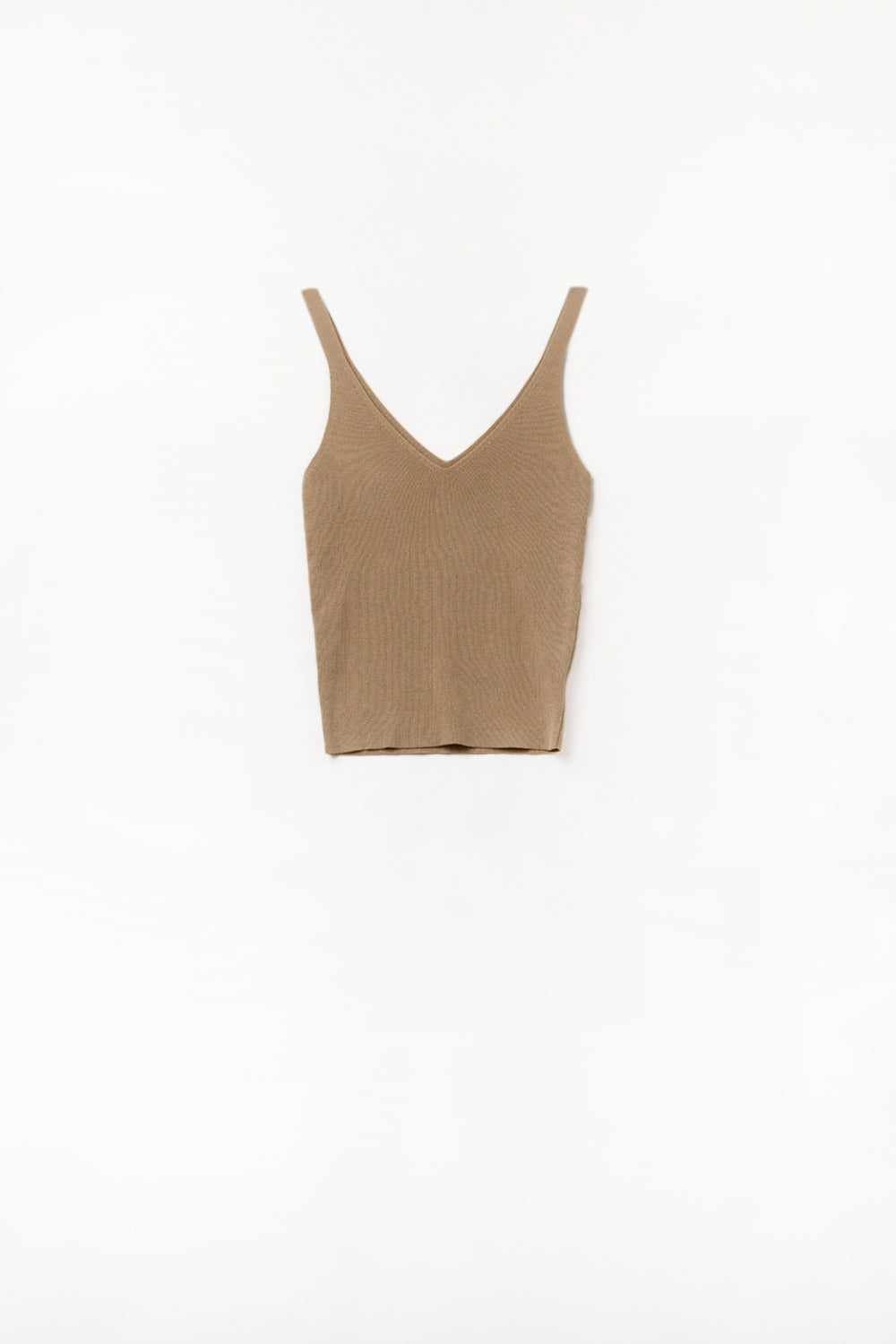Comfy Ribbed knitted Tank Top in Camel - Jumpers