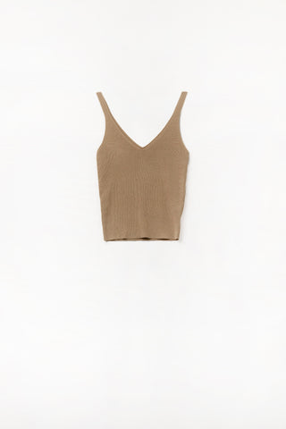 Comfy Ribbed knitted Tank Top in Camel