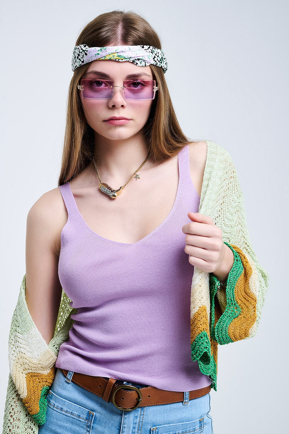 Comfy Ribbed Tank Top in Purple - Tank Tops