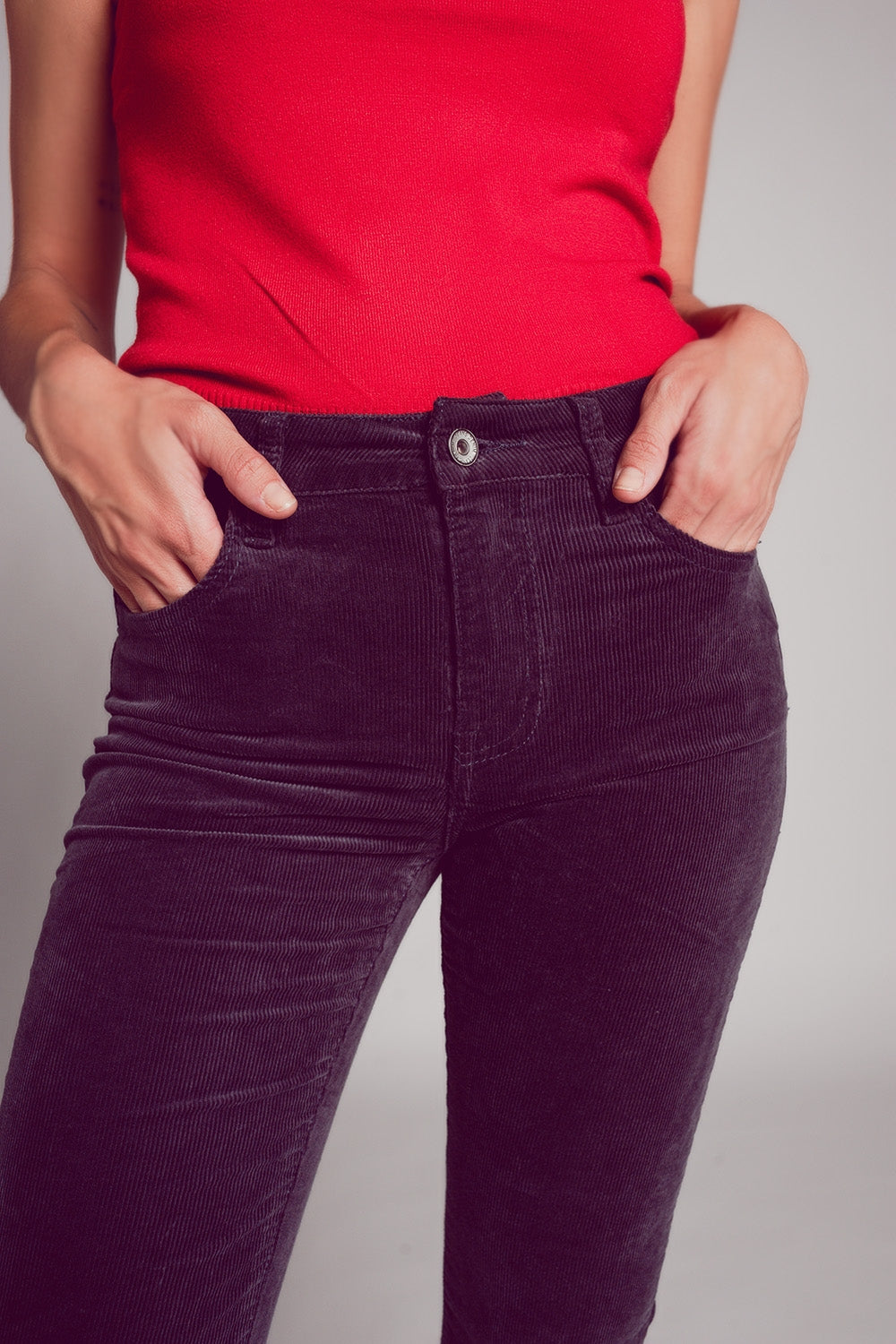 Cord flare in brown Q2 Jeans BoutiqueLua