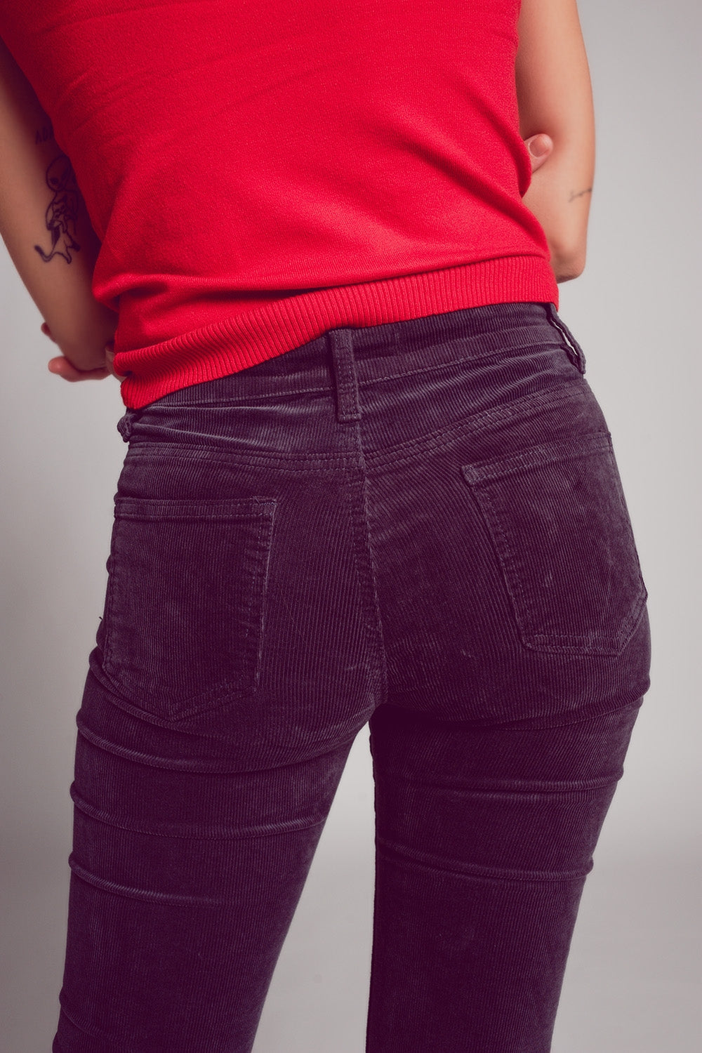 Cord flare in brown Q2 Jeans BoutiqueLua