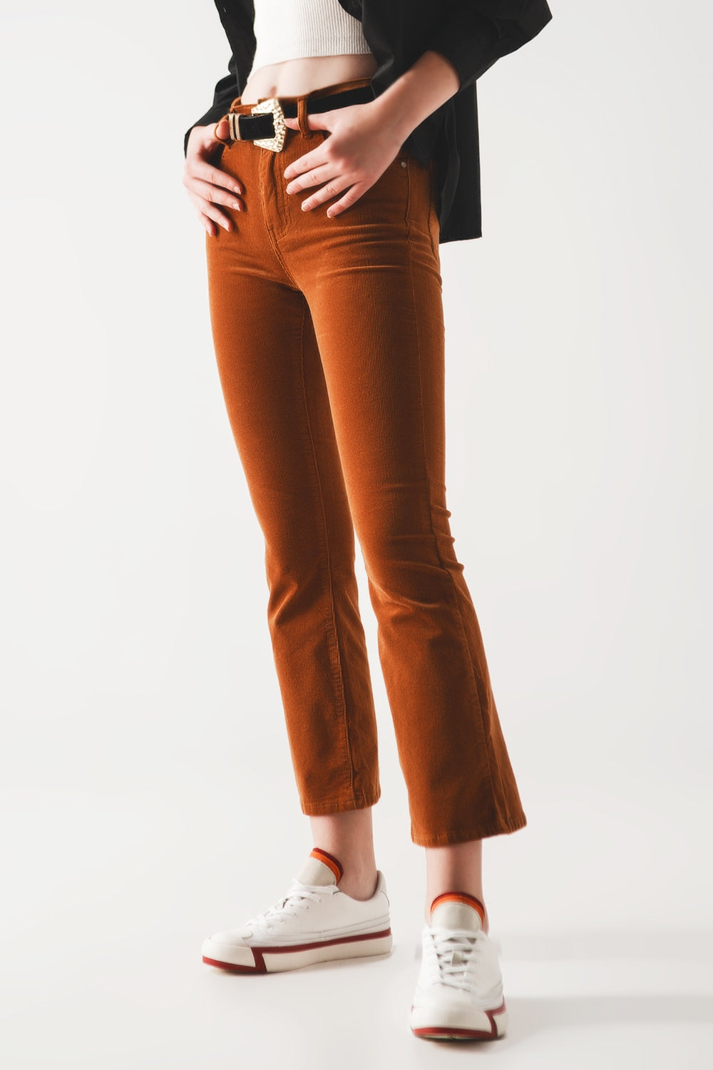 Cord flare in camel Q2 Pants BoutiqueLua