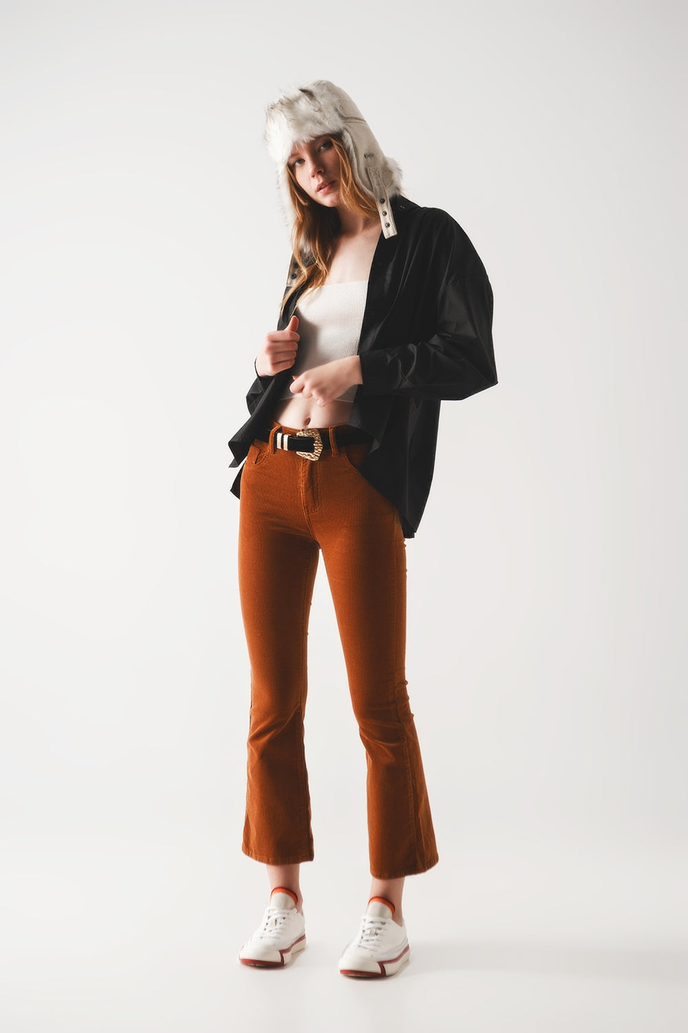 Cord flare in camel Q2 Pants BoutiqueLua