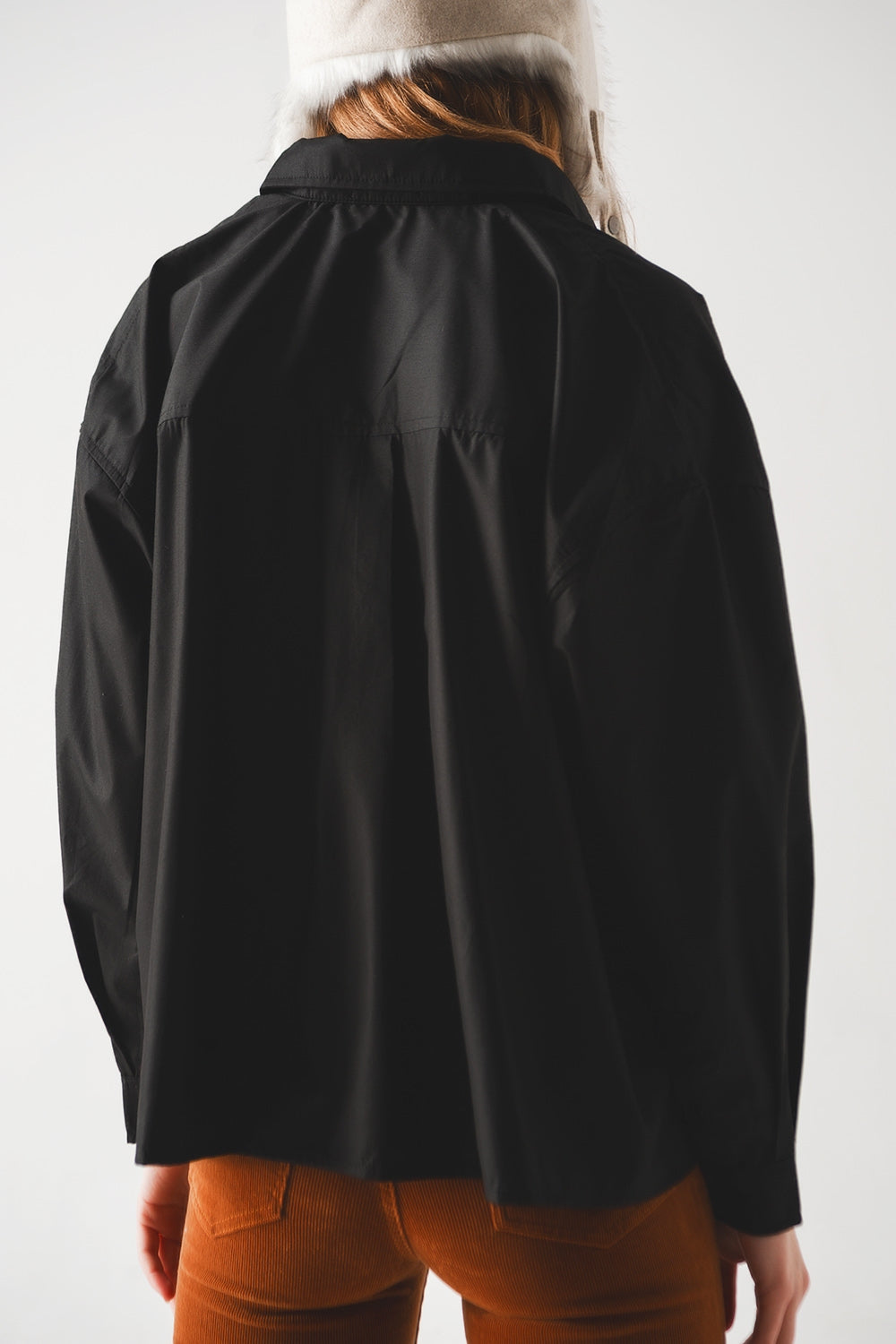Cotton blend oversized shirt in black - Shirts