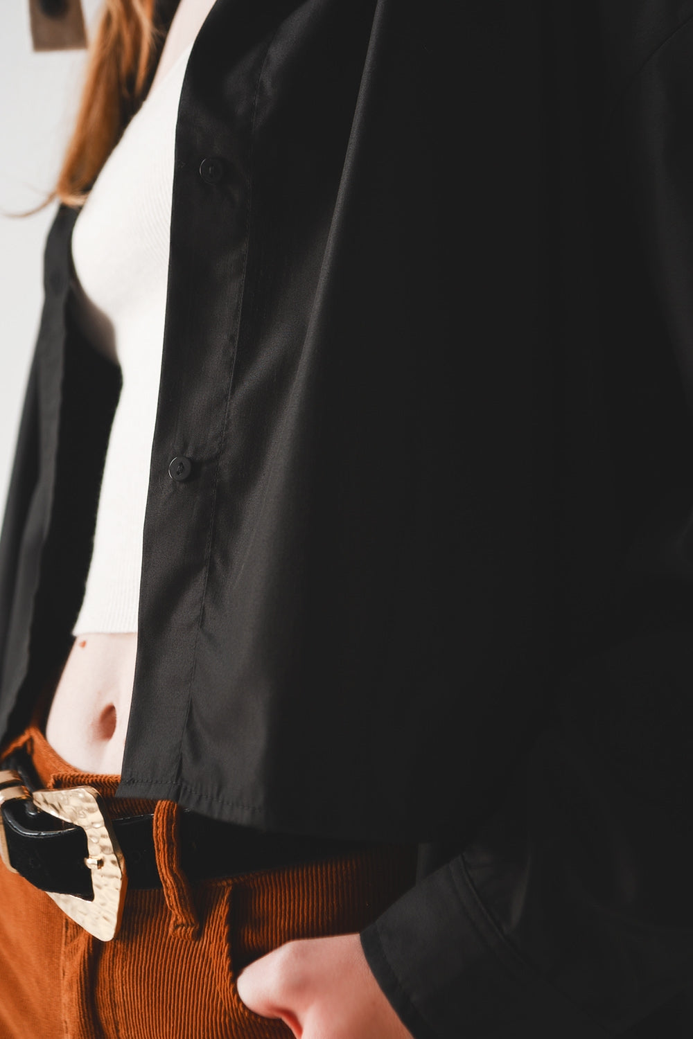 Cotton blend oversized shirt in black - Shirts