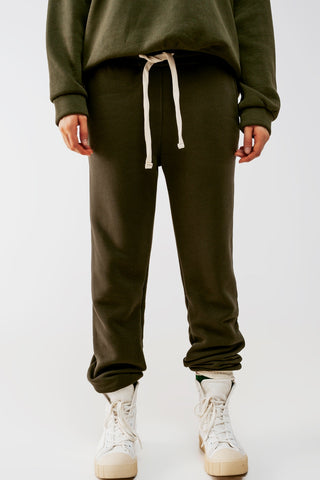 Calça jogger de algodão cáqui