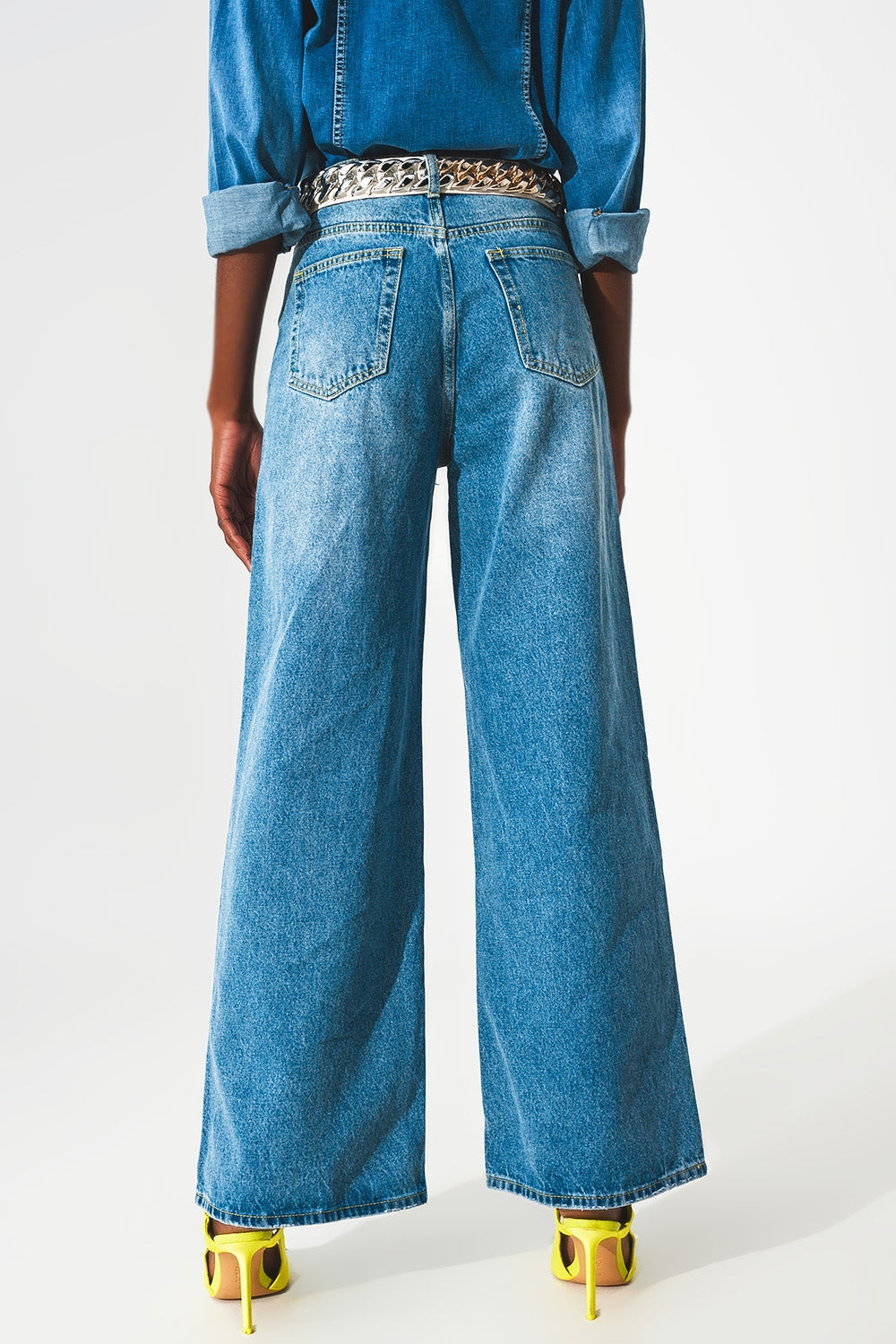 cotton wide leg jeans in Blue - Jeans