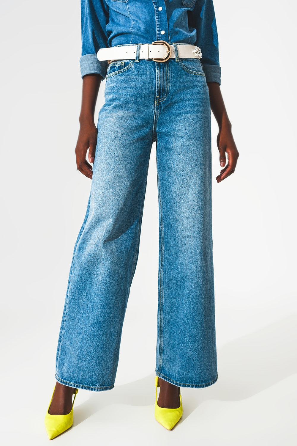cotton wide leg jeans in Blue - Jeans