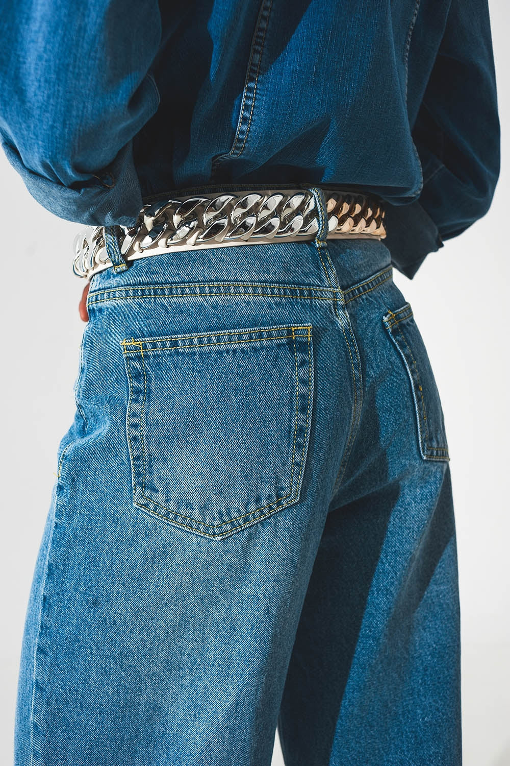 cotton wide leg jeans in Blue - Jeans