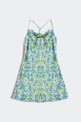 Mini-robe à col bénitier à imprimé vert