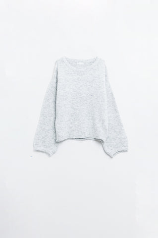 Cozy Balloon Sleeve Sweater in light grey