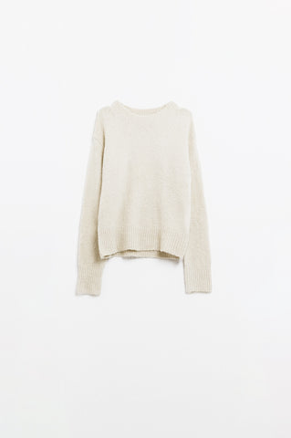 Pull ras du cou basique et confortable en tricot crème
