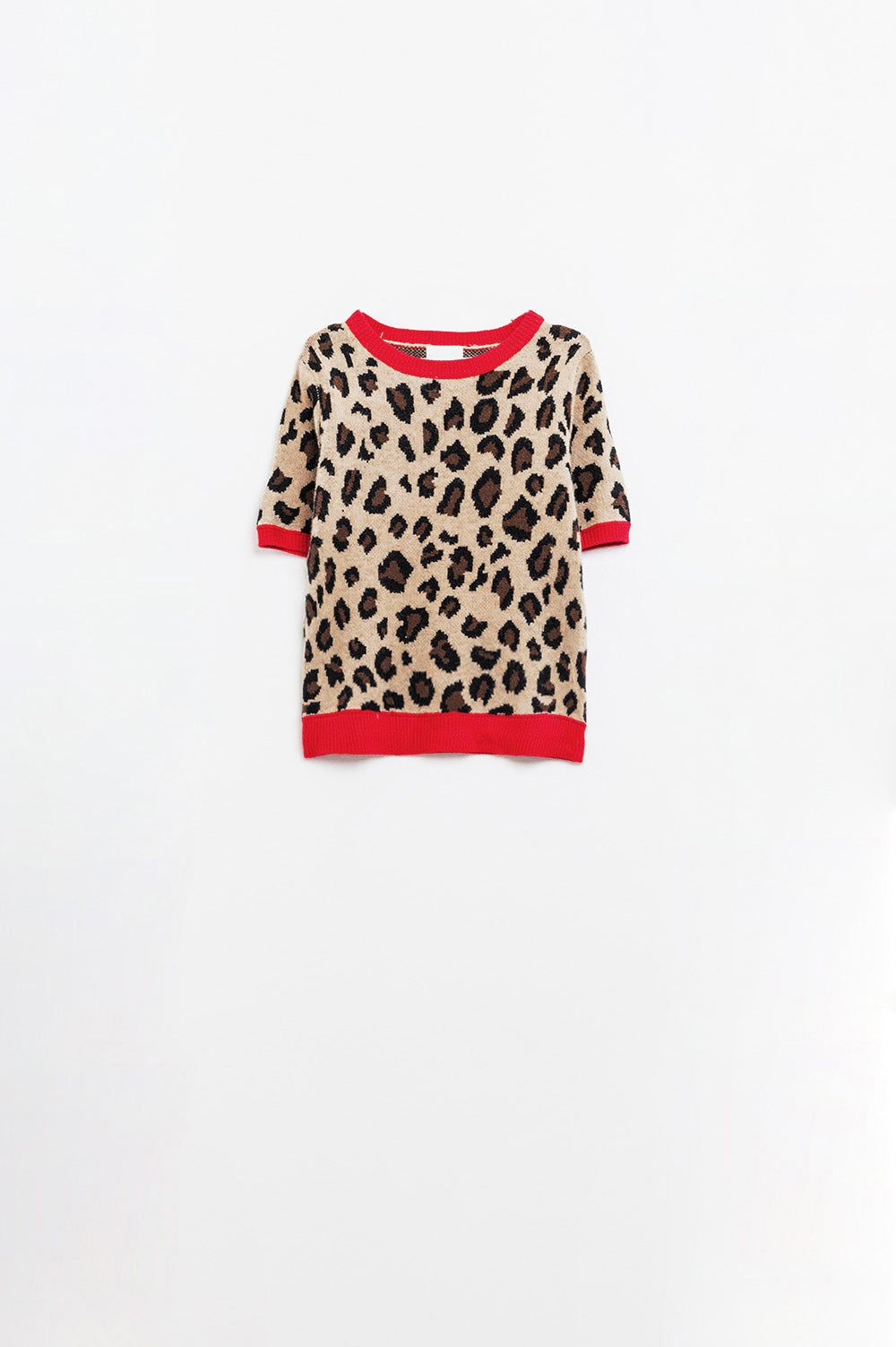 cozy panther print sweater shirt with red edges - T-shirts