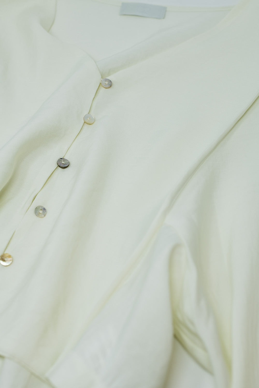 Cream blouse with balloon sleeves and frontal closure with buttons - Jumpers