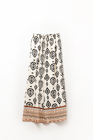 Cream wide leg boho print pants