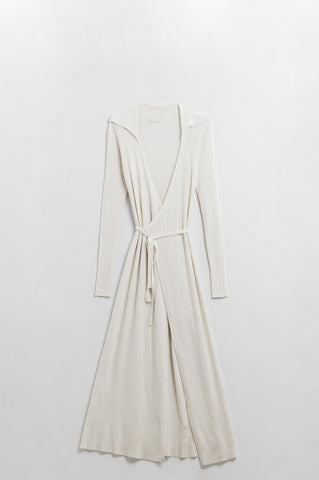 Cream wrap knit dress